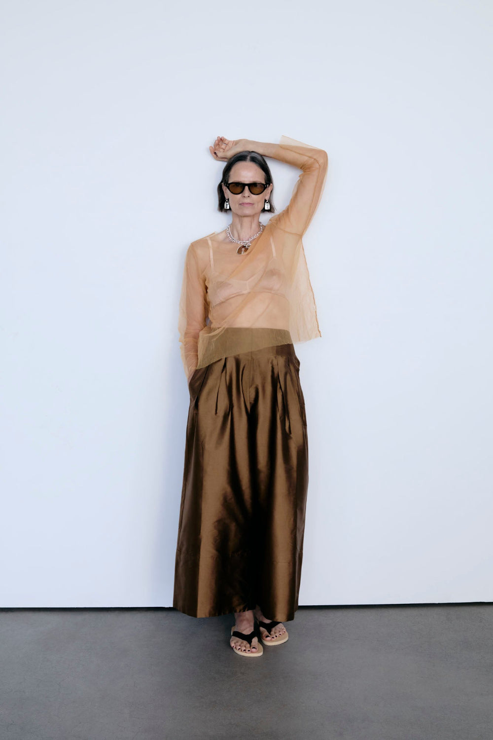 Techno Taffeta Ultra Wide Leg Trouser Bronze – Chan Luu