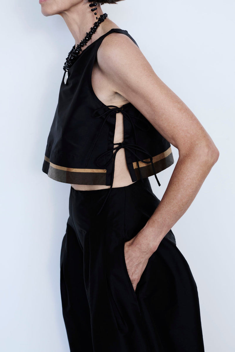 Gigi Silk Tank Top Black