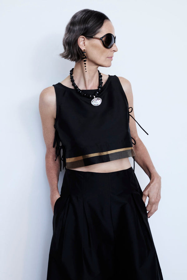 Gigi Silk Tank Top Black