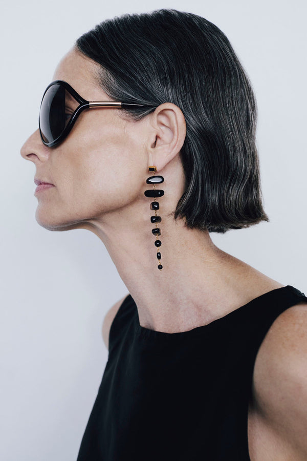 Mizumi Earrings Black Agate