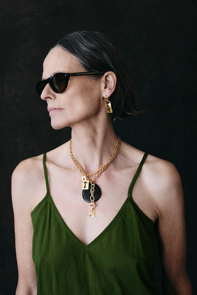 Padlock Necklace Black Horn