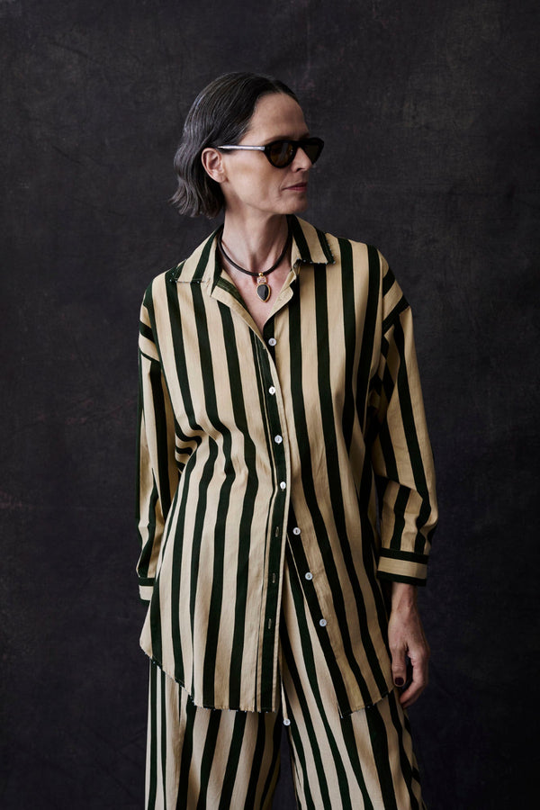 French Knot Stripe Set Dark Green