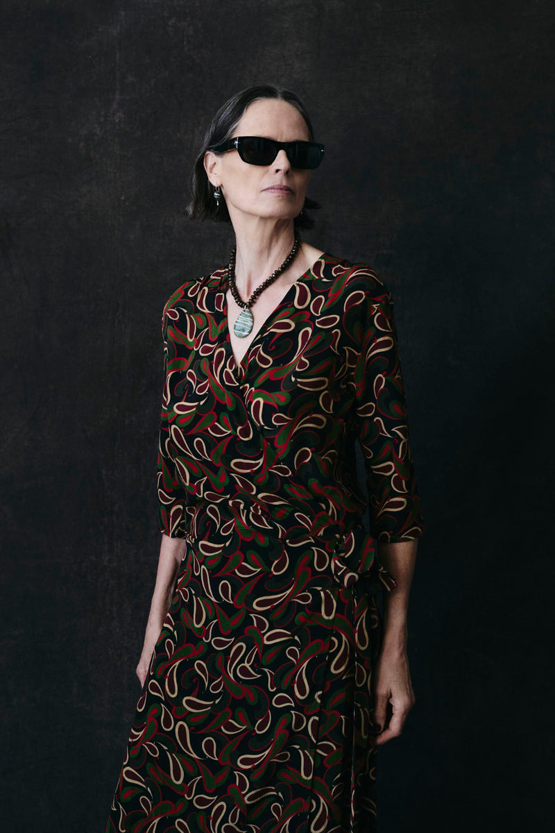 Cecilia Silk Wrap Dress Chili Pepper