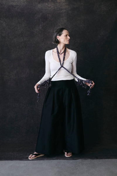 Techno Taffeta Ultra Wide Leg Trouser Black