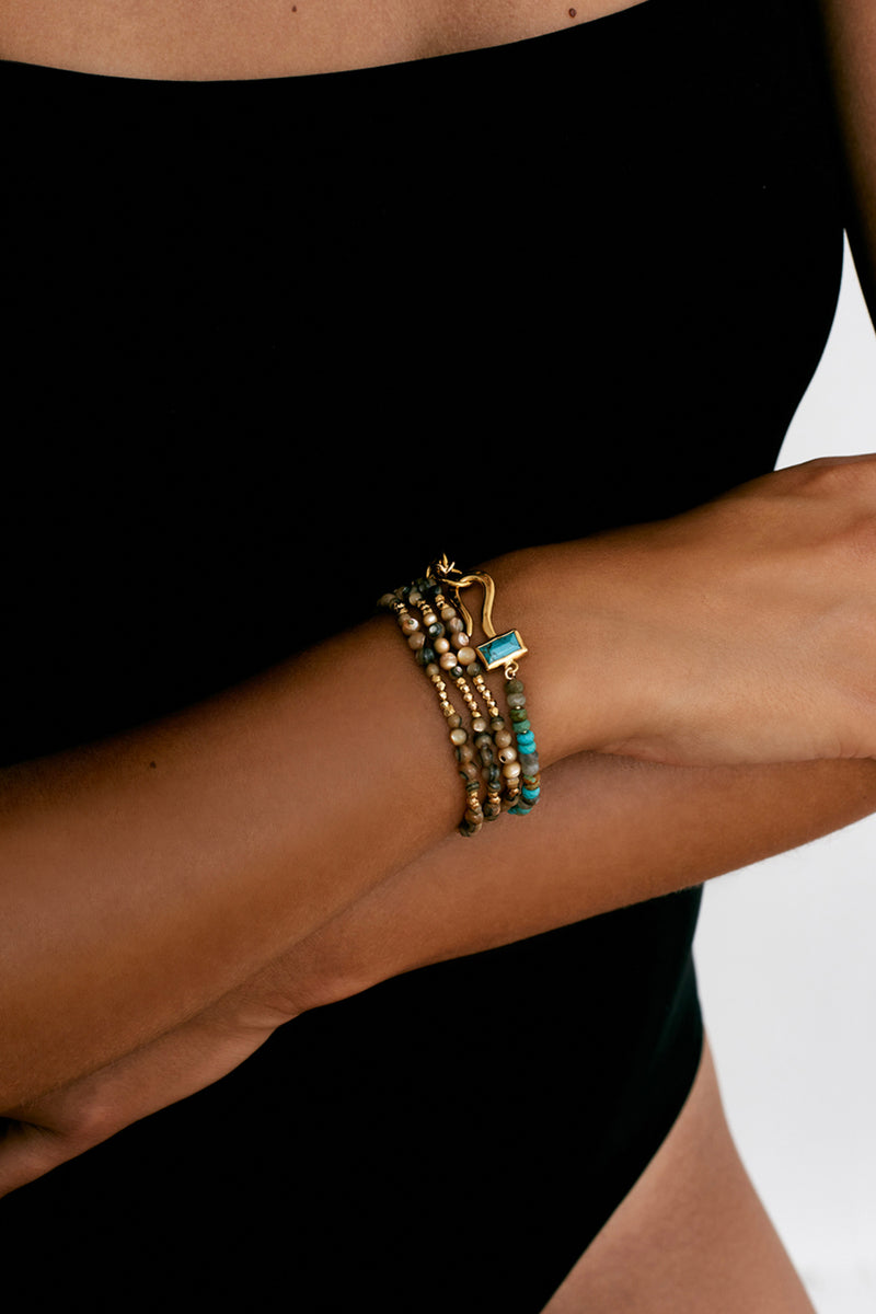 Odyssey Hook Bracelet Turquoise by Chan Luu | Gold/Turquoise Mix