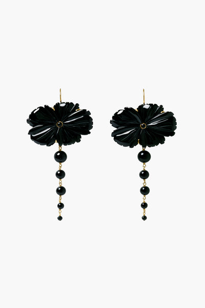 Magnolia Drop Earrings Black Agate