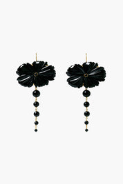 Magnolia Drop Earrings Black Agate