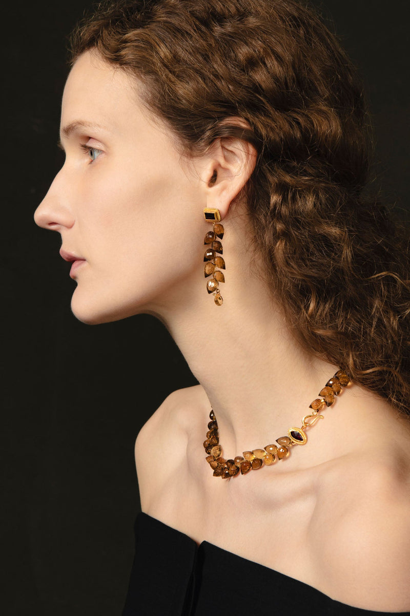 Angie Earrings Whiskey Quartz