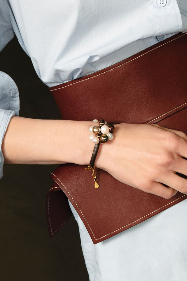 Lea Leather Bracelet Pearl