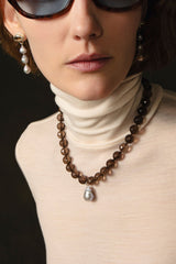 Gaze Tiered Earrings Grey Pearl