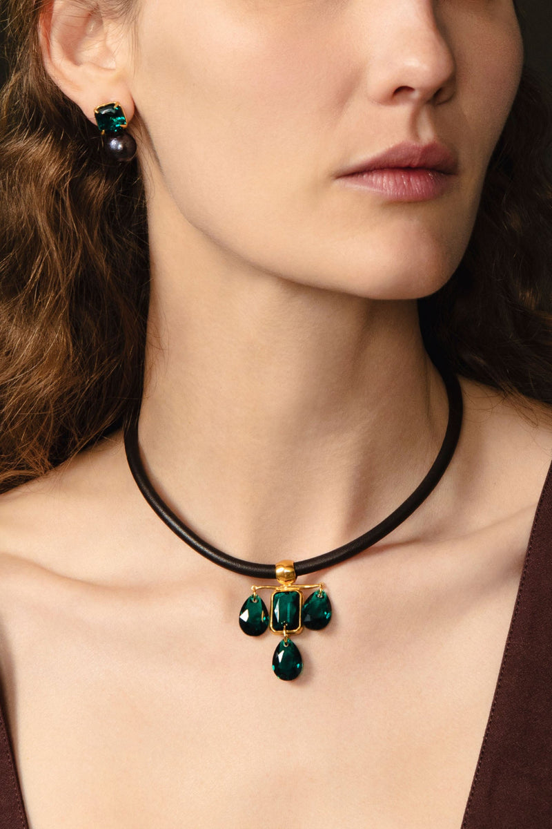 Josephine Earrings Emerald Crystal