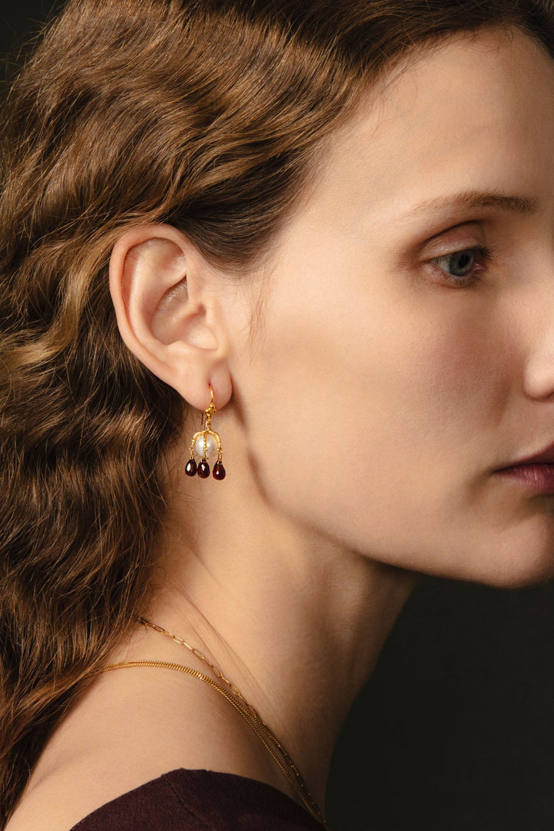 Lark Drip Earrings Garnet