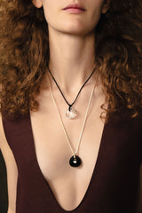 Trapeze Cord Pendant Necklace Onyx