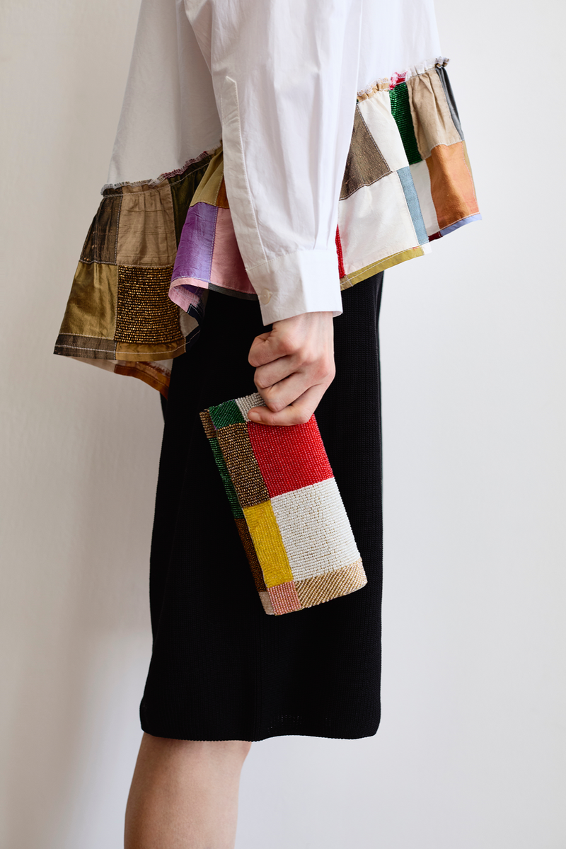 Beaded Silk Clutch Patchwork