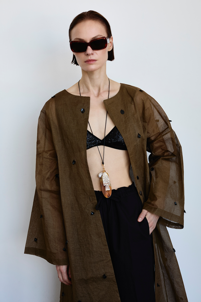 Inez Sequin Paper Trench Olive