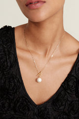 White Baroque Pearl on Leather Cord Necklace by Chan Luu | Gold/White Pearl