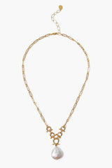 Cheval Necklace Gold White Pearl
