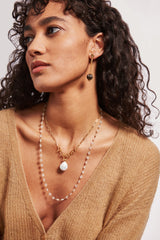 Cheval Necklace Gold White Pearl