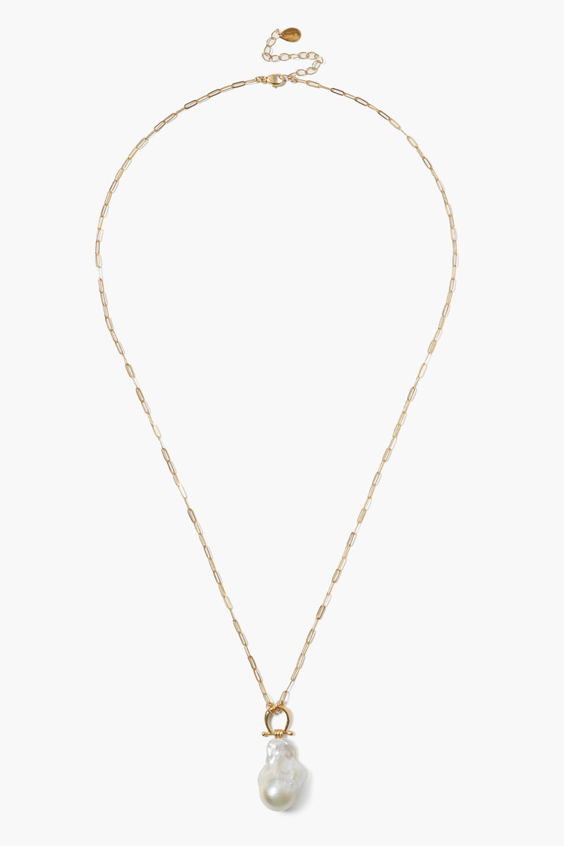 Cheval Pendant Necklace Gold White Pearl