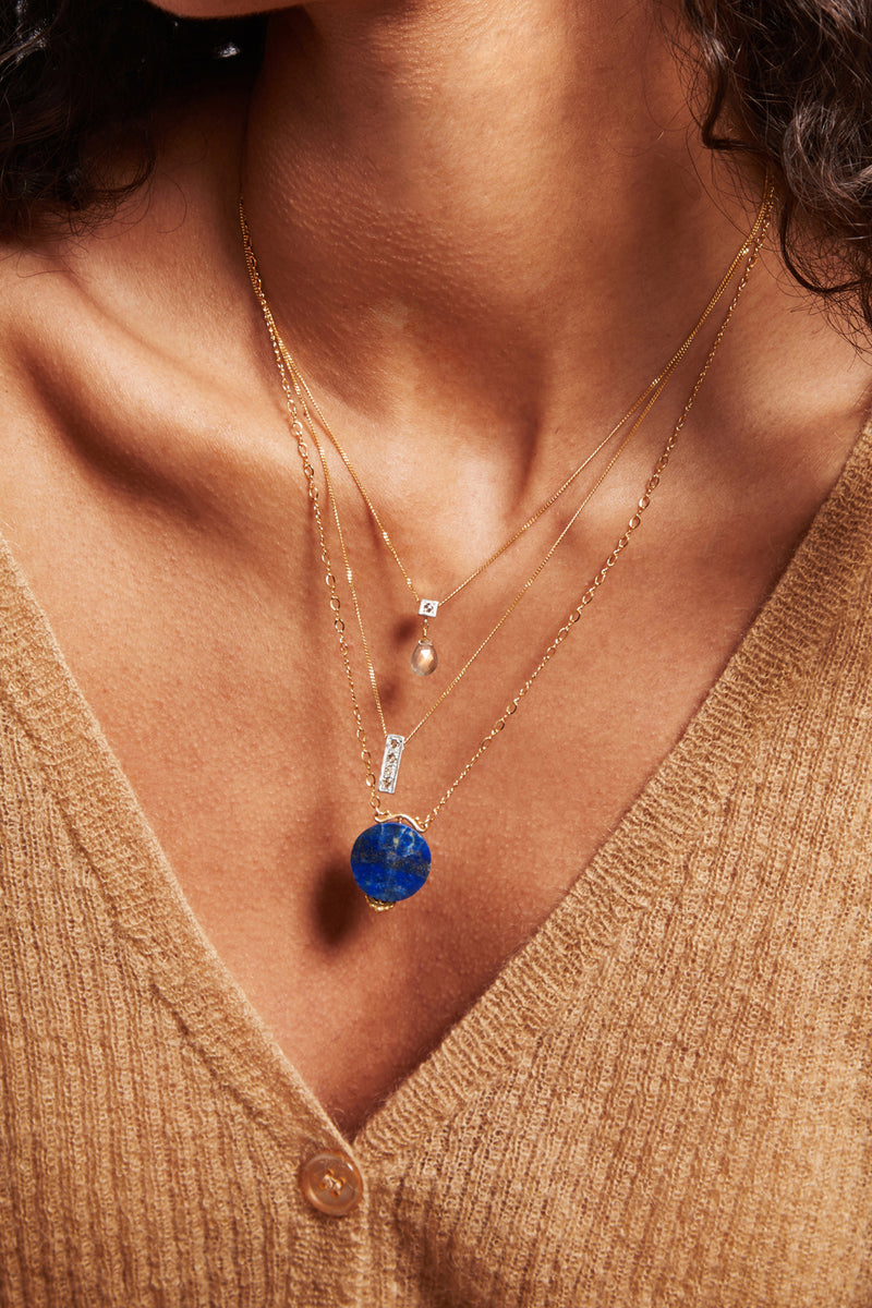 Dewdrop Diamond Necklace Labradorite