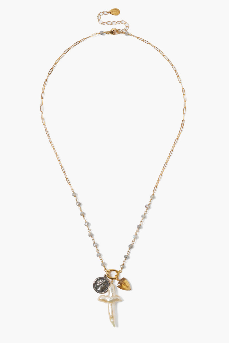 Tulum Charm Necklace Labradorite Mix