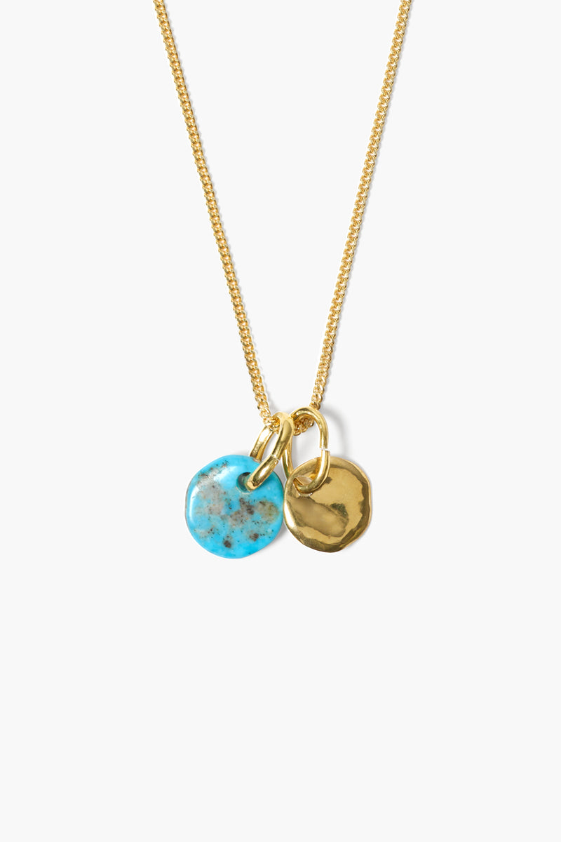 Coin Charm Necklace Turquoise