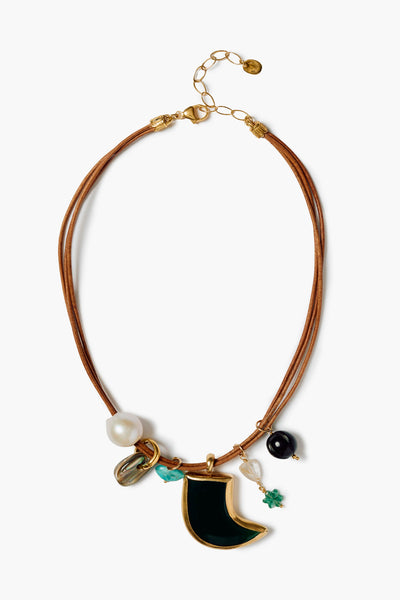 Madrid Charm Necklace Green Agate Mix