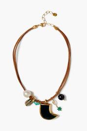 Madrid Charm Necklace Green Agate Mix