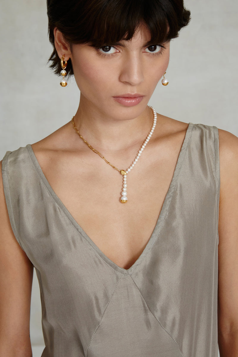 Marion Drop Necklace White Pearl