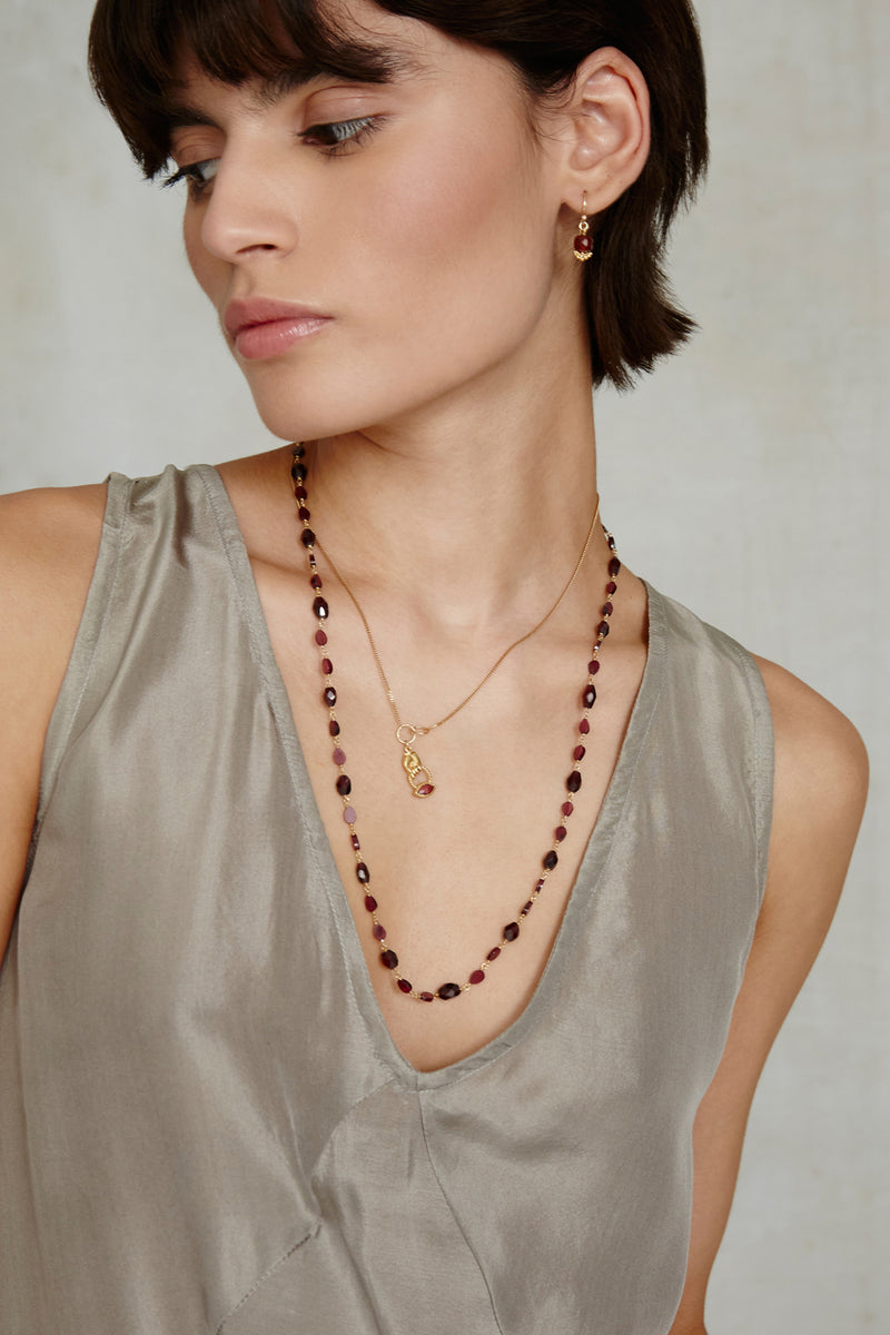 Mano Evil Eye Charm Necklace Garnet
