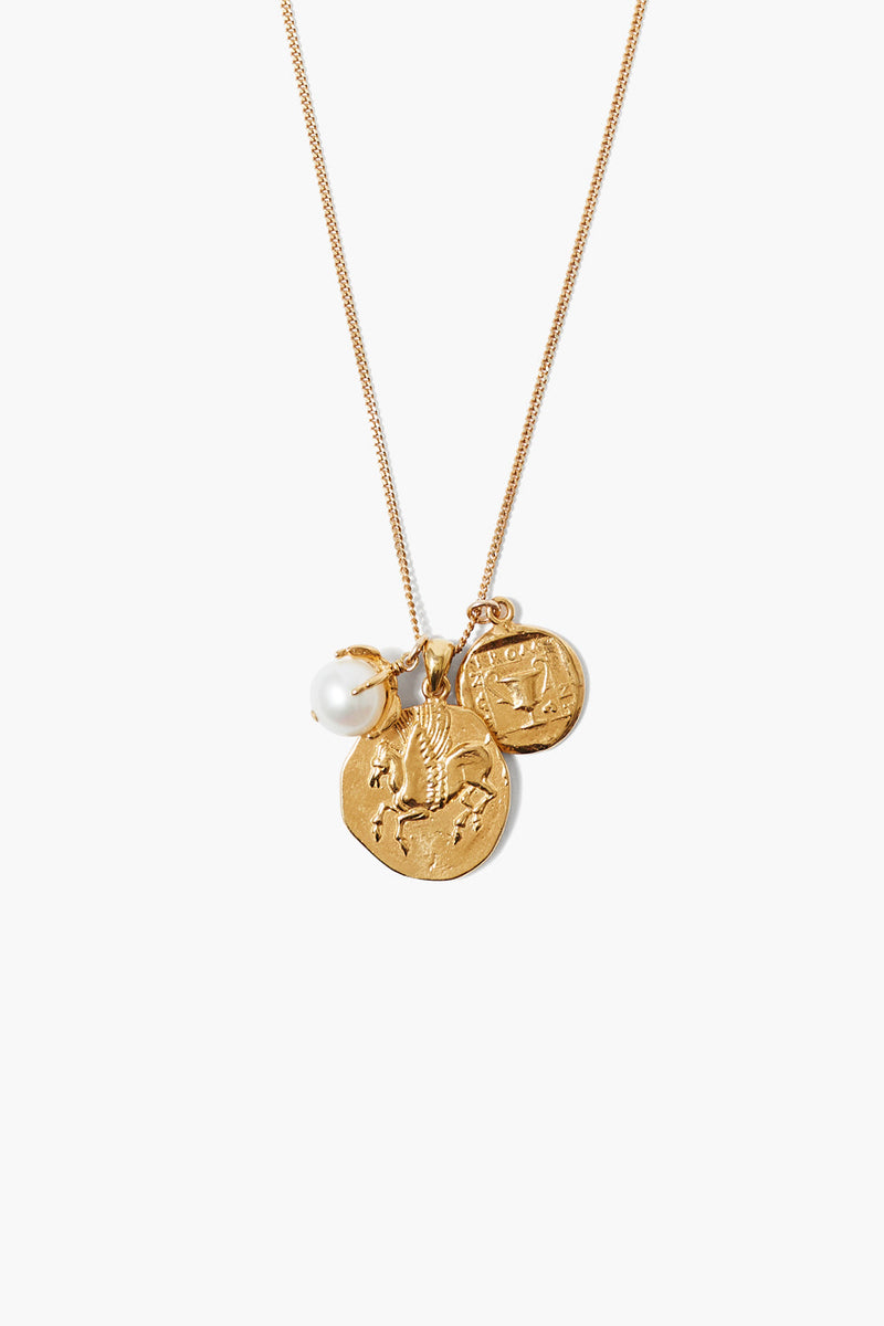 Pegasus Charm Necklace Gold Mix