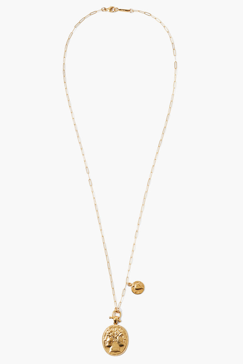 Janus Coin Necklace Yellow Gold