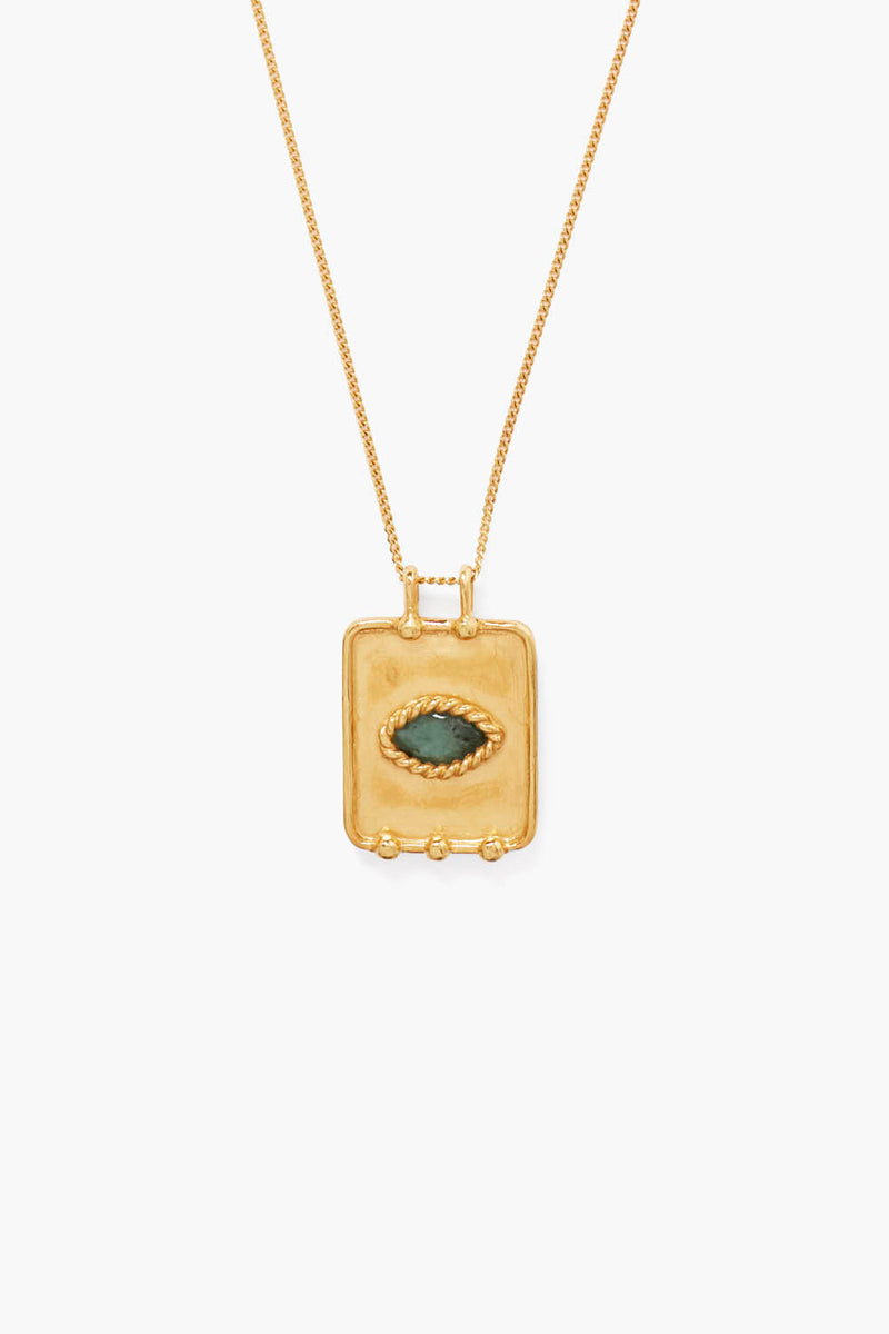 Twist Evil Eye Charm Necklace Emerald