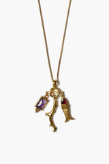Mini Koi Charm Necklace Gold Mix