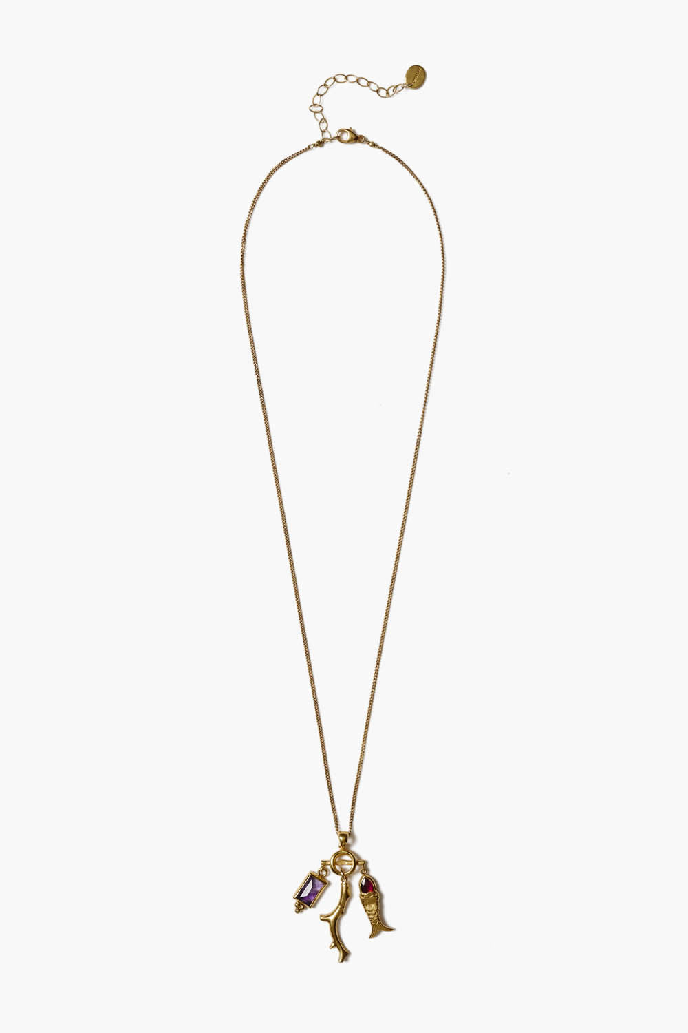 Mini Koi Charm Necklace Gold Mix