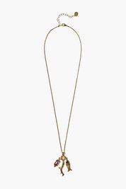 Mini Koi Charm Necklace Gold Mix