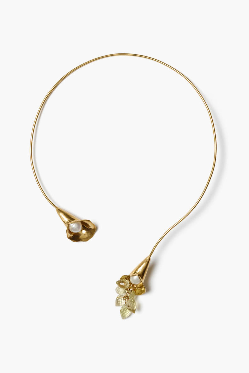 Calla Lily Collar Necklace Gold Mix