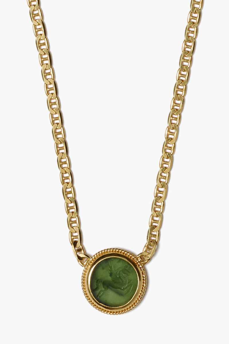 Pegasus Intaglio Necklace Green Jade