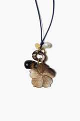 Plumeria Charm Necklace Black MOP
