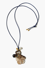 Plumeria Charm Necklace Black MOP