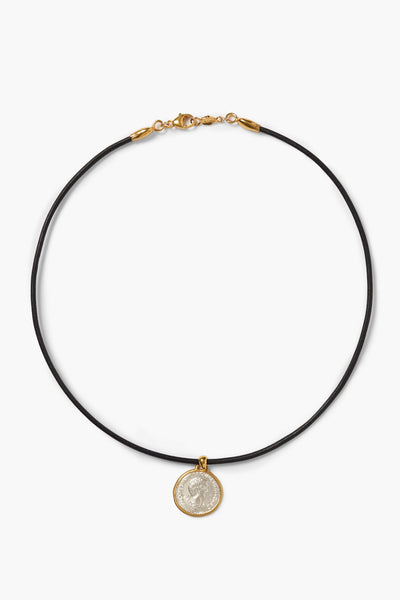 Coin Medallion Necklace Black