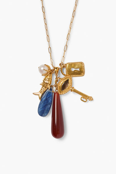 Lock and Key Charm Necklace Multi