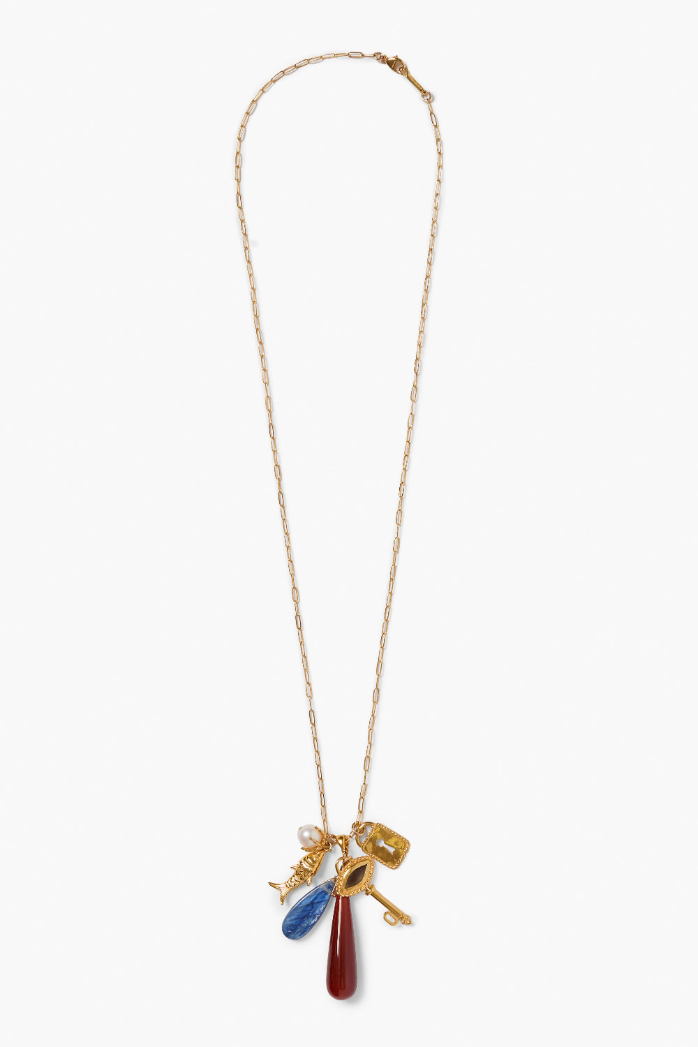 Lock and Key Charm Necklace Multi