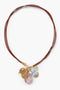 Traveler Leather Charm Necklace Amethyst
