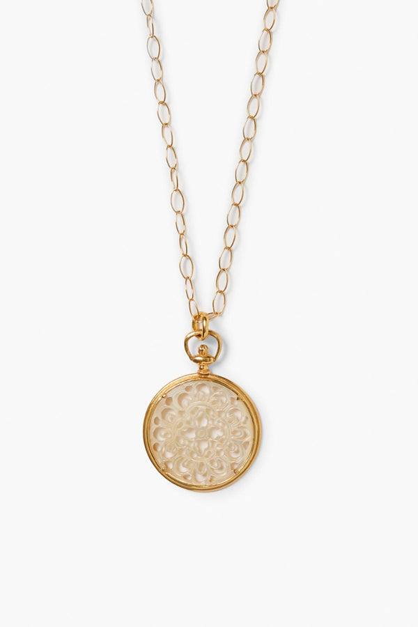 Pocket Watch Necklace White MOP