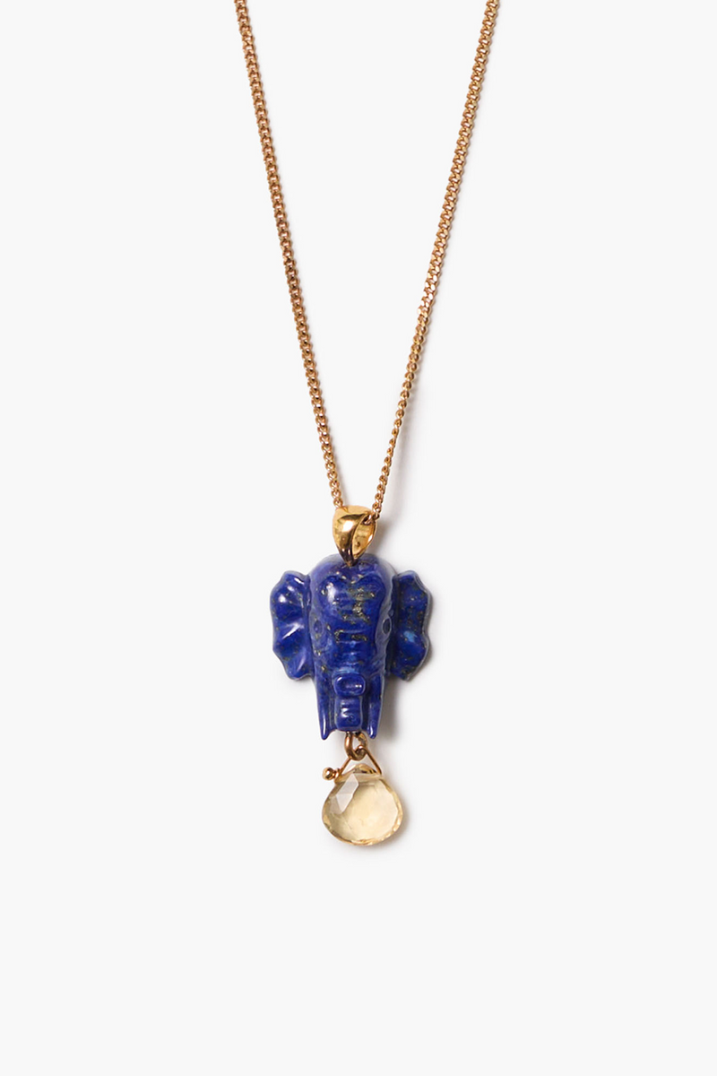 Elephant Necklace Lapis