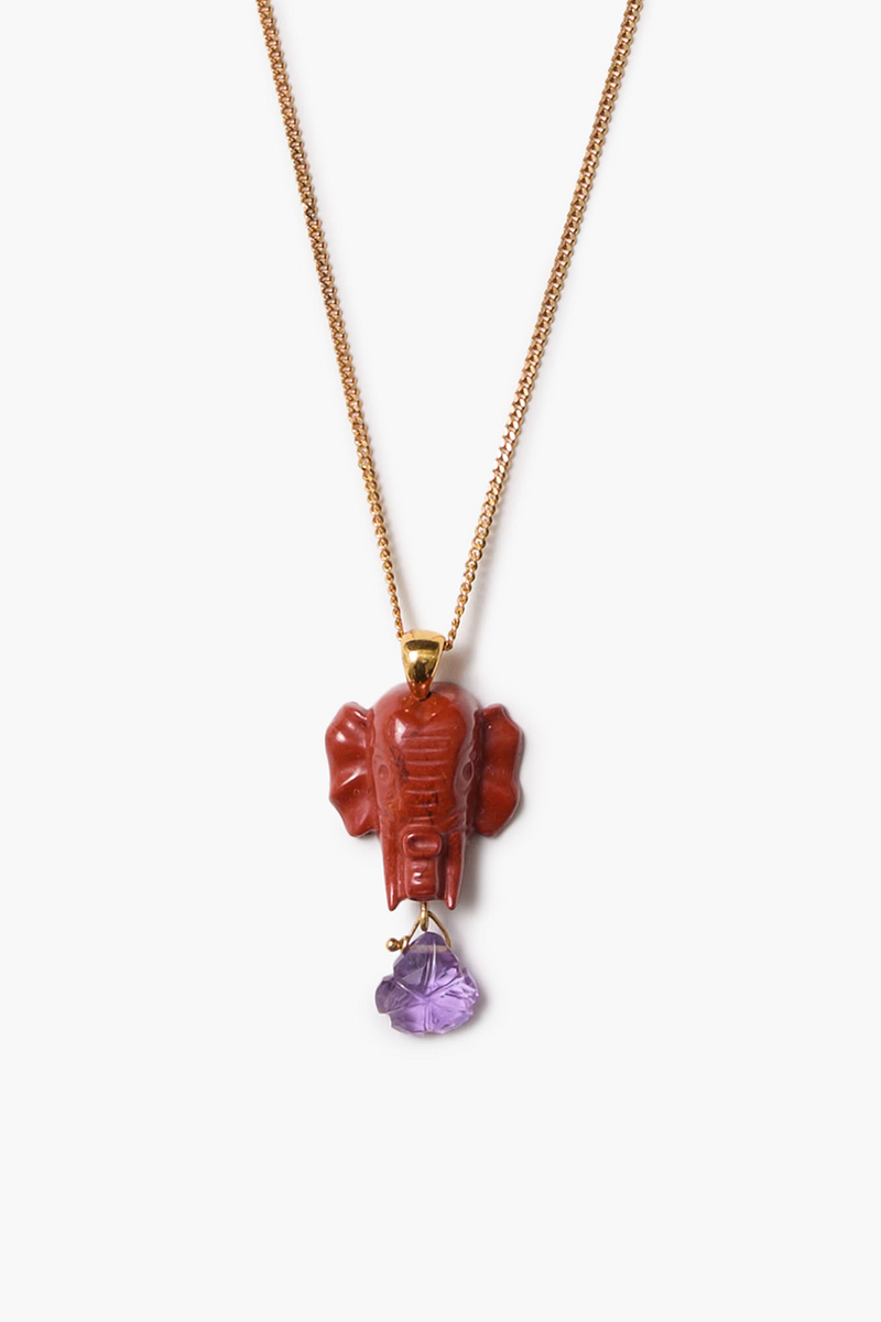 Elephant Necklace Red Jasper