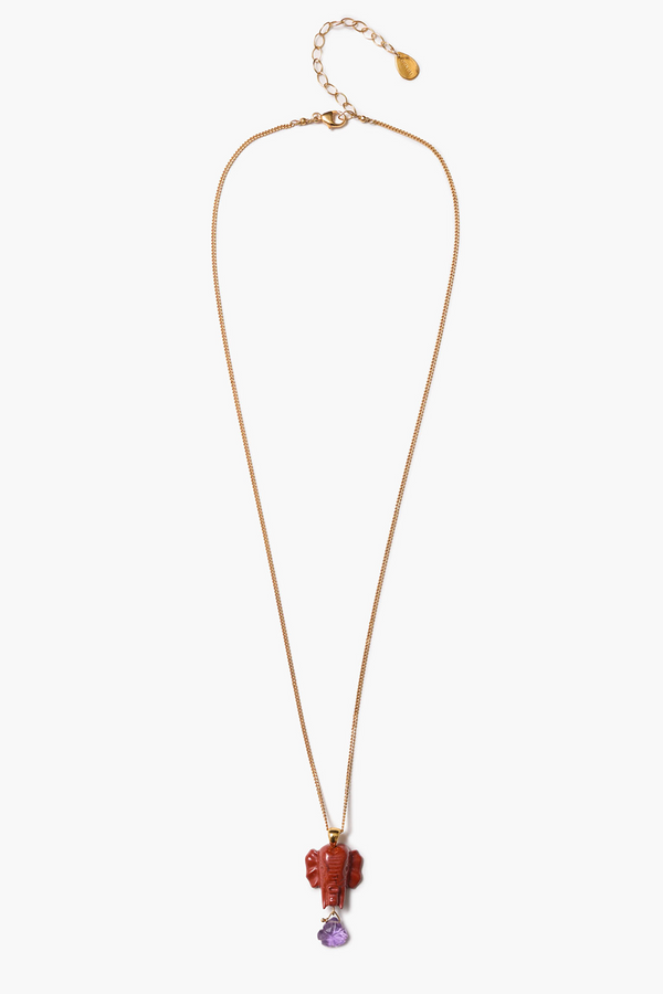 Elephant Necklace Red Jasper