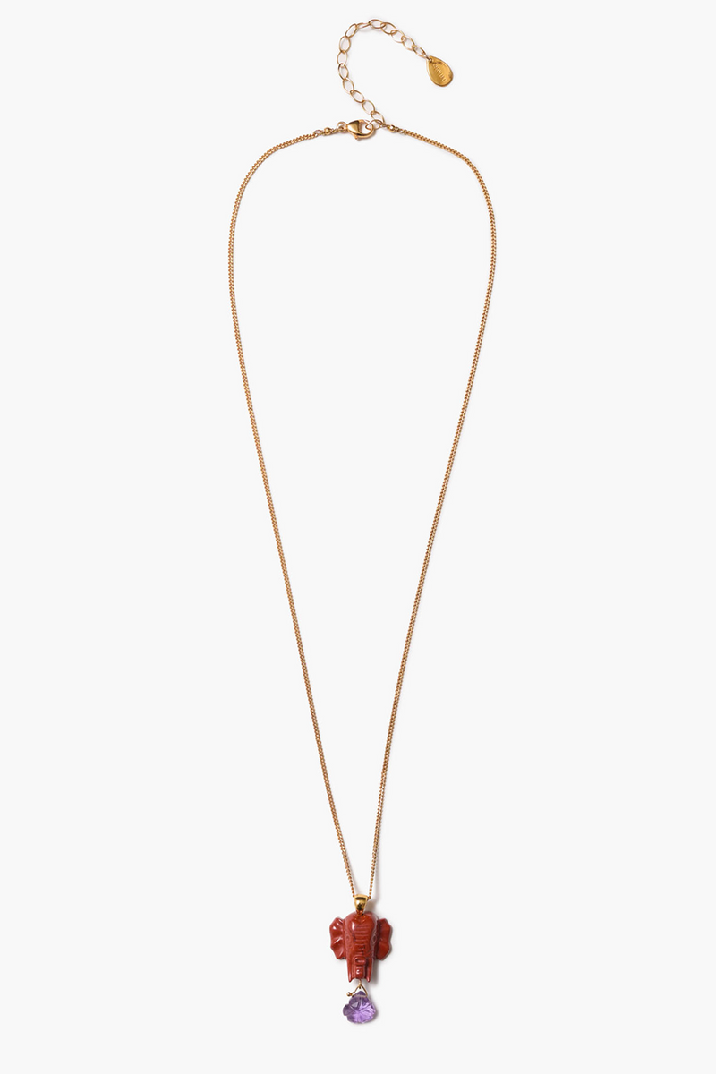 Elephant Necklace Red Jasper