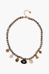 Seed Charm Necklace Peacock Pearl